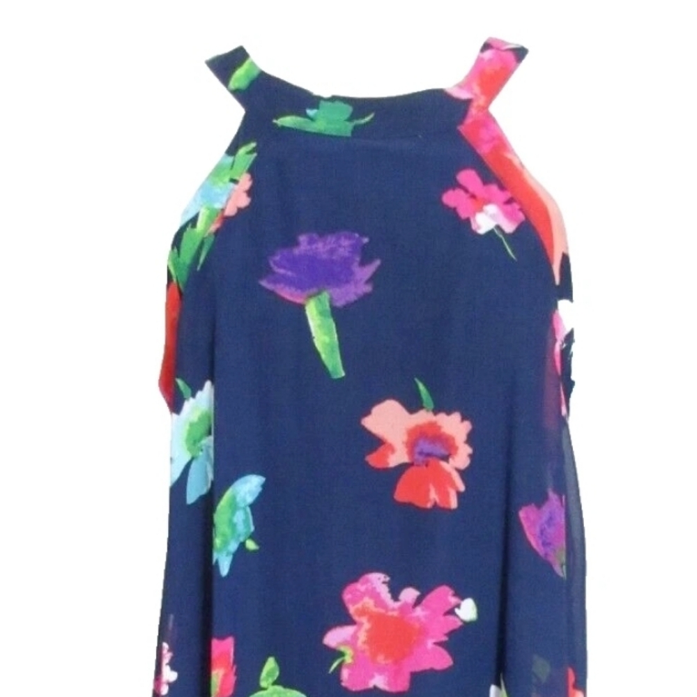 Betsey Johnson Vibrant Floral Fit & Flare Dress – Navy Multicolor Bloom Print 12 - Picture 4 of 9